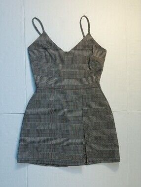 Windsor Black and White Plaid Spaghetti Strap Mini Dress Size S/XS
